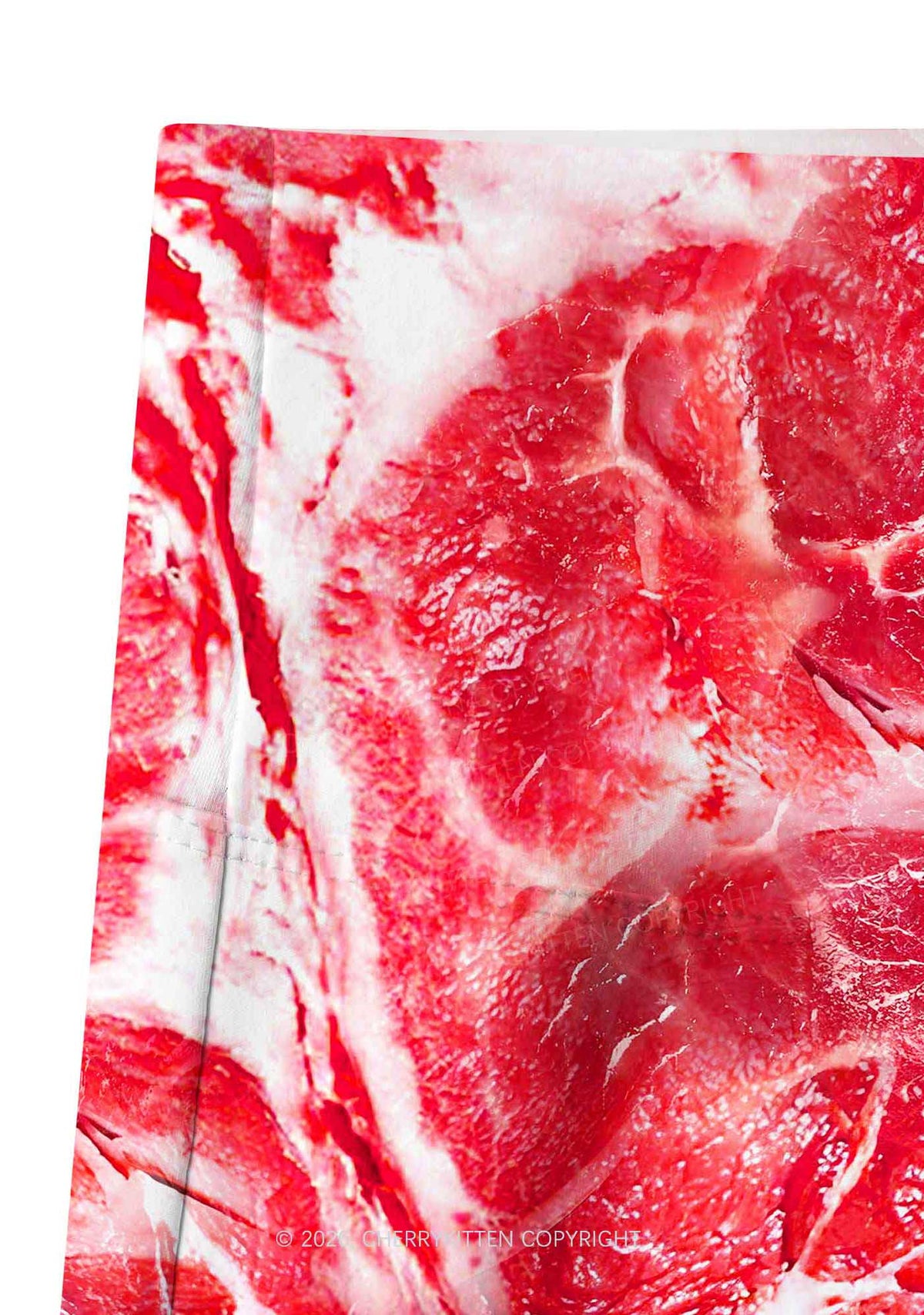 Beef Steak Texture Y2K Print Yoga Shorts Cherrykitten