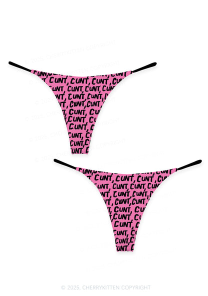 Black Cxxt On Pink Valentine's Day Y2K Print Couples Thong Set Cherrykitten