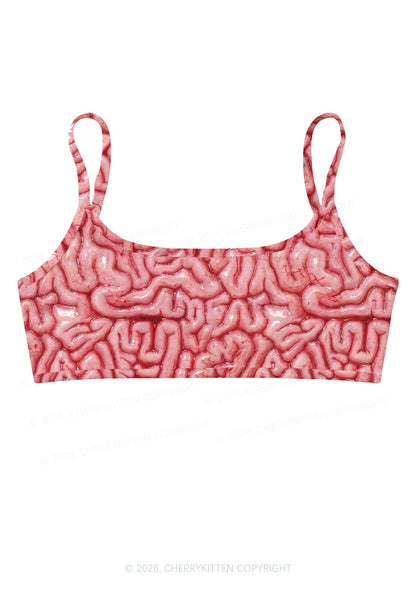 Halloween Fleshy Brain Texture Y2K Print Super Crop Cami Cherrykitten