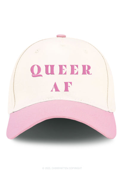 Embroidered Queer AF Pride Y2K Color Block Baseball Cap Cherrykitten