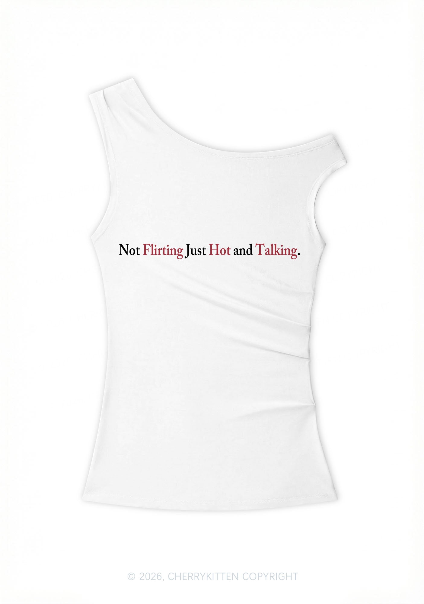 Just Hot And Talking Y2K Off Shoulder Tank Top Cherrykitten