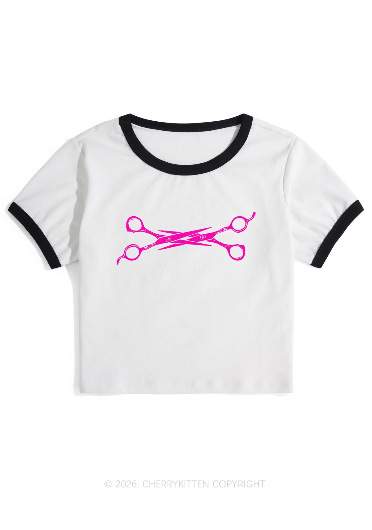 Pink Scissor Pride Y2K Ringer Tee Cherrykitten