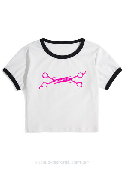 Pink Scissor Pride Y2K Ringer Tee Cherrykitten