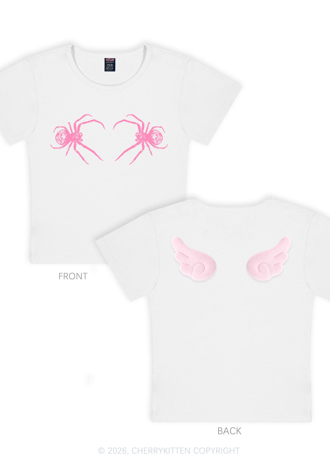 Skull Spider Y2K Goth Angel Wings Baby Tee Cherrykitten