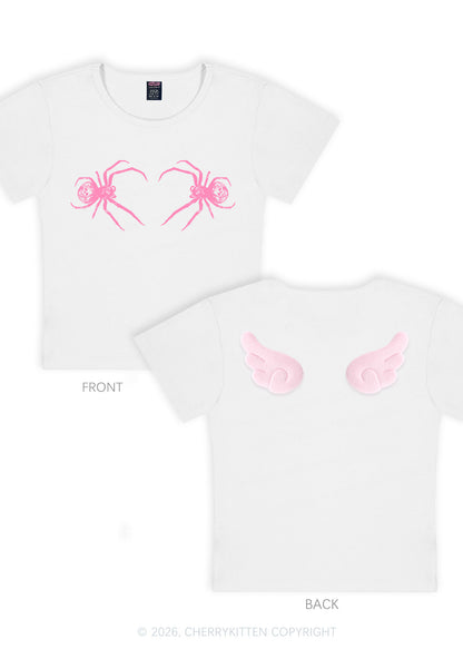 Skull Spider Y2K Goth Angel Wings Baby Tee Cherrykitten