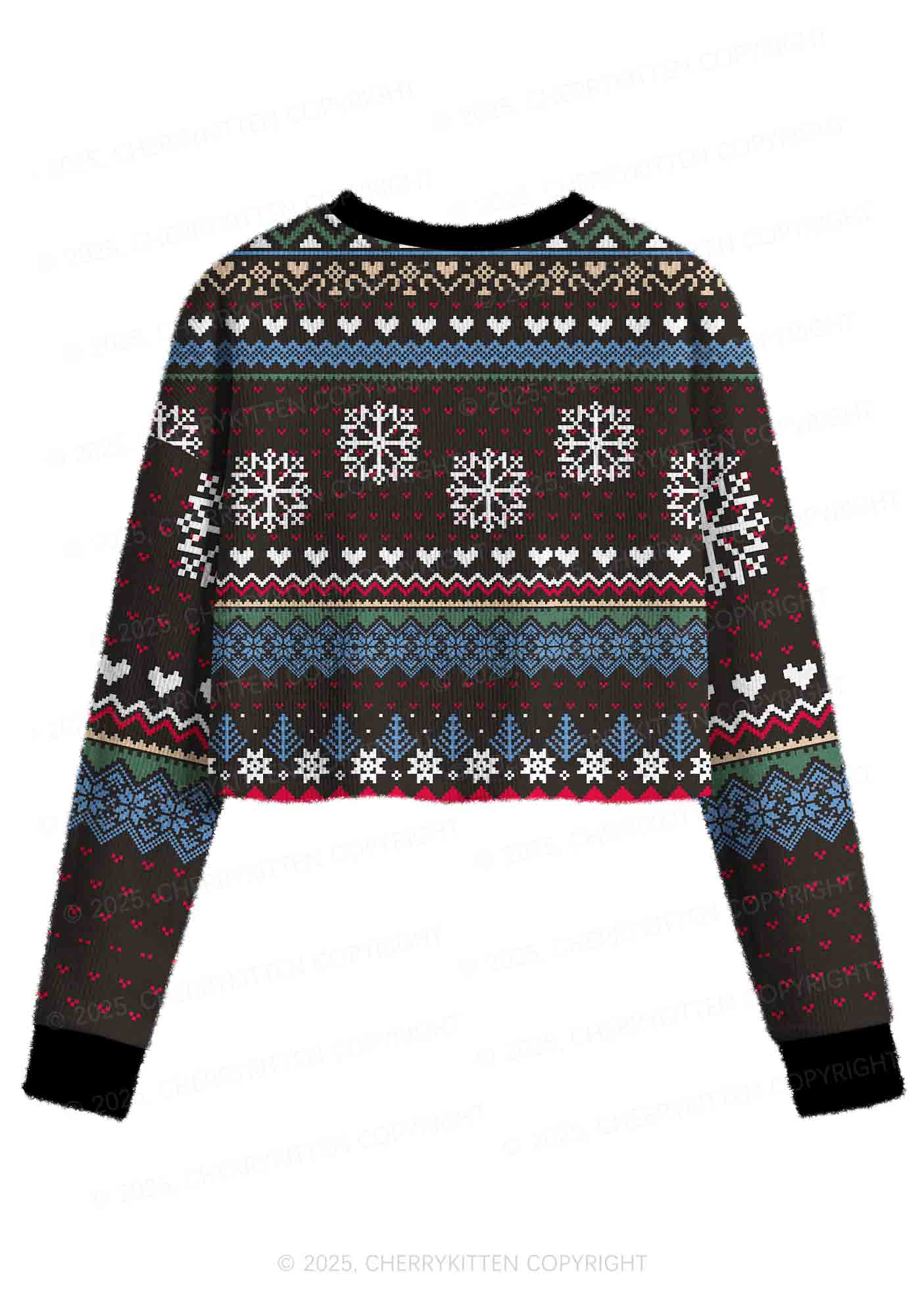 Feral Y2K Christmas Crop Knit Sweatshirt Cherrykitten
