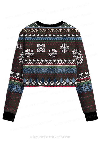 Feral Y2K Christmas Crop Knit Sweatshirt Cherrykitten