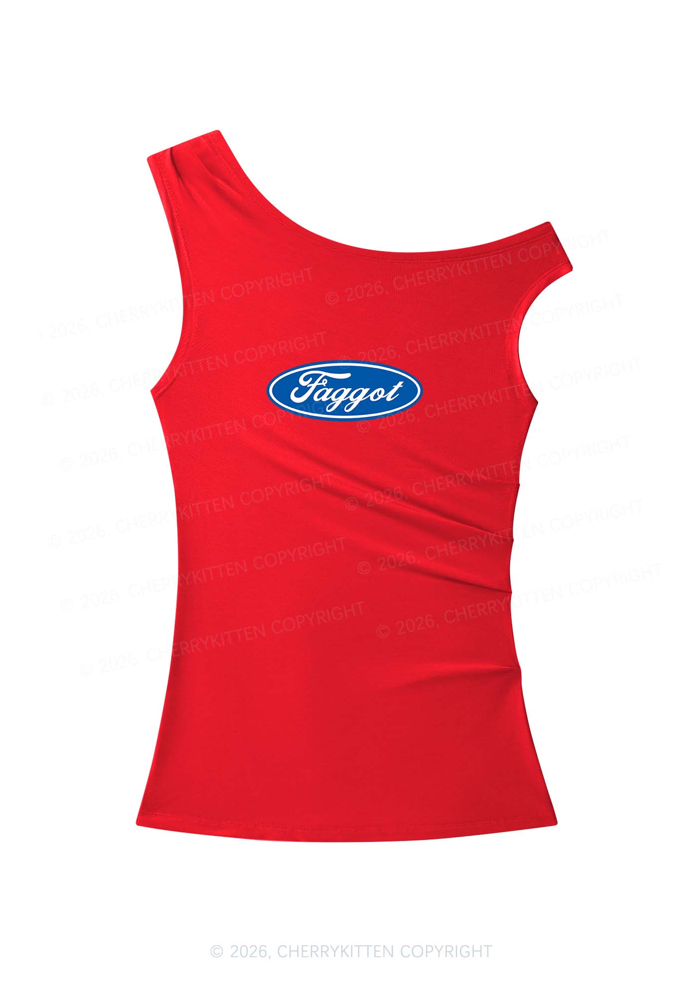 Faggot Pride Y2K Off Shoulder Tank Top Cherrykitten