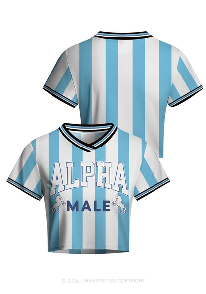 Alpha Male Unicorn Pride Y2K Crop Football Jersey Shirts Cherrykitten