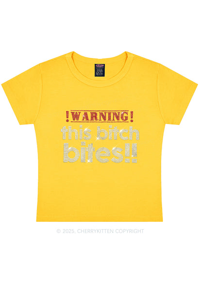 Rhinestone This Bxxch Bites Y2K Baby Tee Cherrykitten