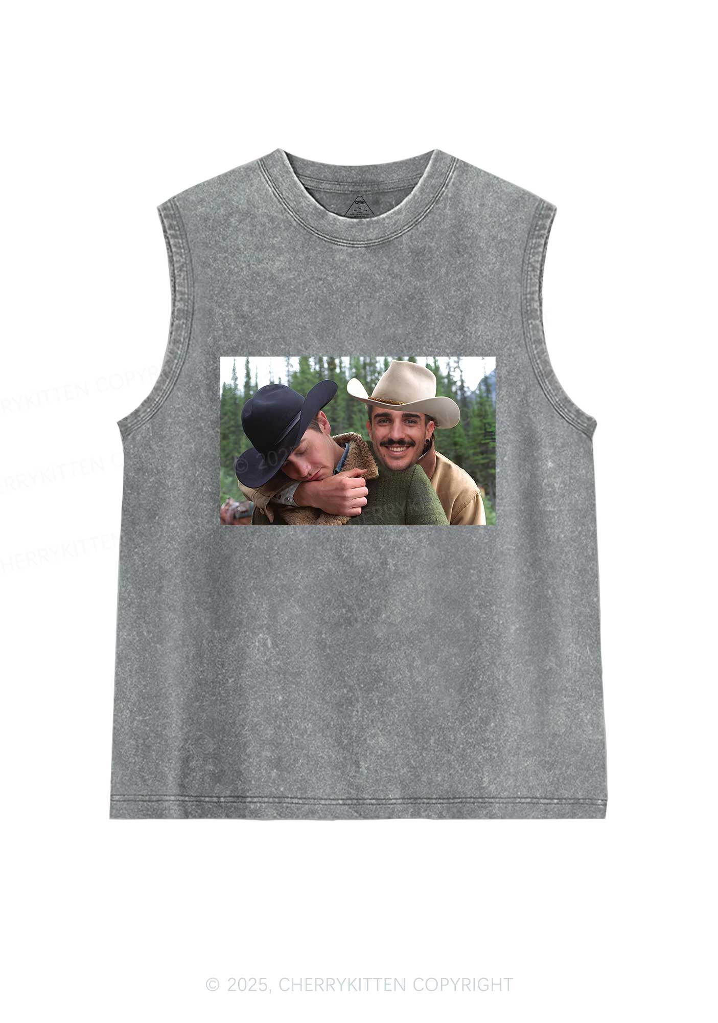 Custom Gay Cowboy Pride Y2K Washed Muscle Tank Cherrykitten
