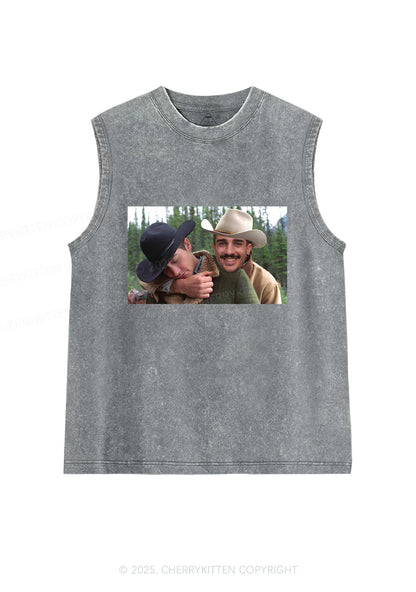 Custom Gay Cowboy Pride Y2K Washed Muscle Tank Cherrykitten