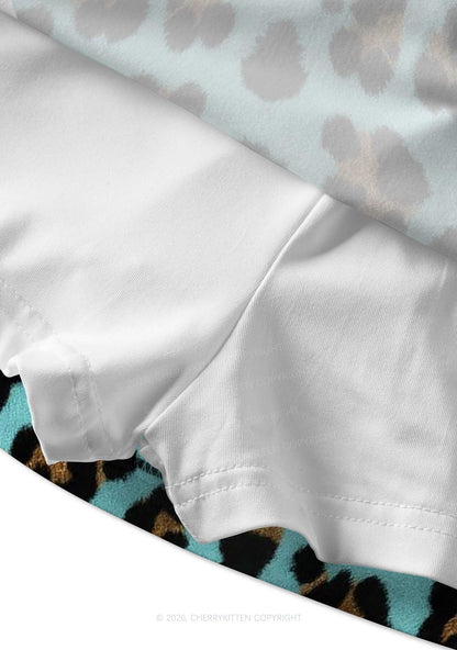 Mint Green Leopard Y2K Print Mini Skirt Cherrykitten