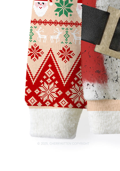 Bikini Santa Y2K Christmas Knit Sweatshirt Cherrykitten