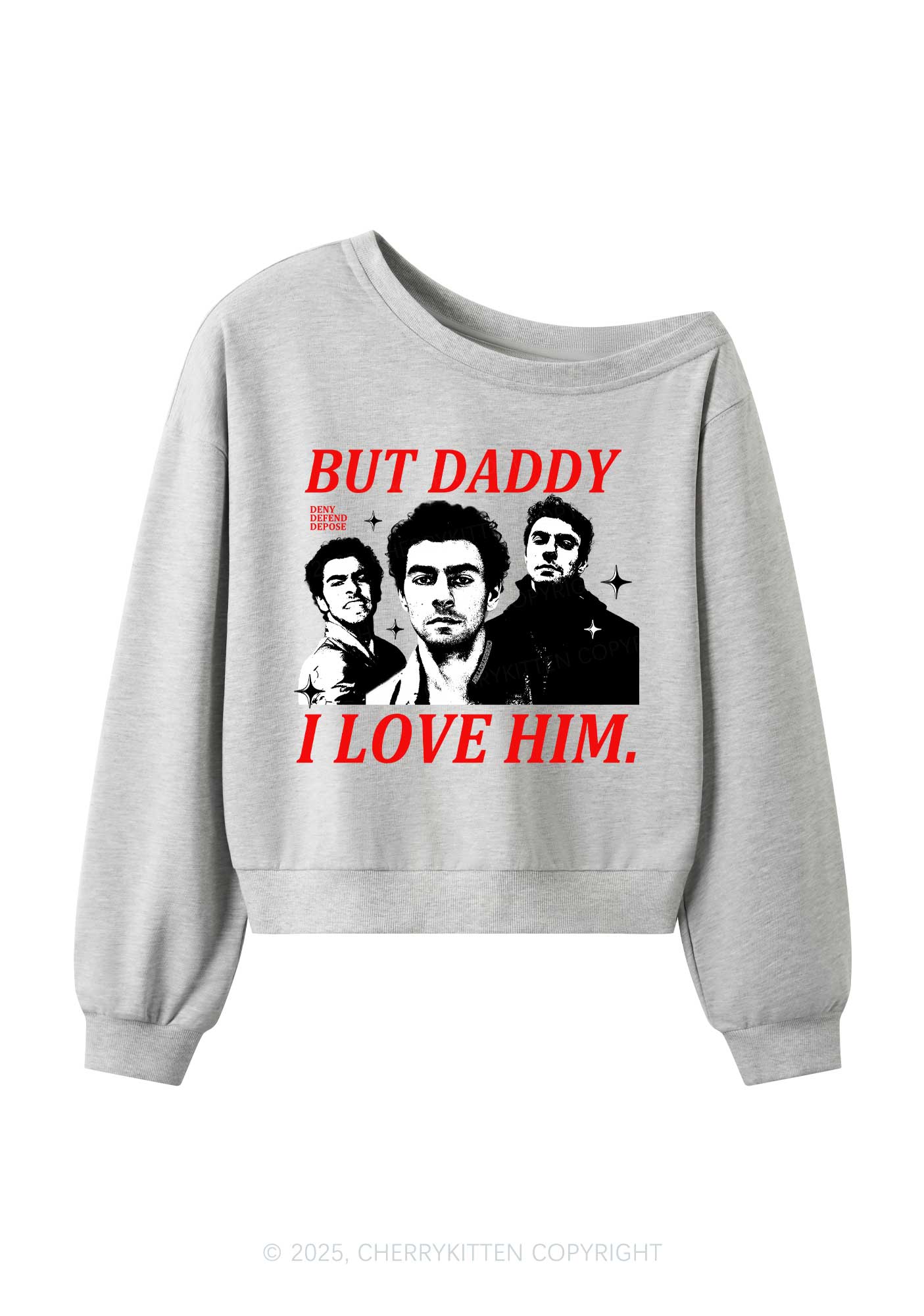 Daddy I Love Luigi Y2K Off Shoulder Sweatshirts Cherrykitten