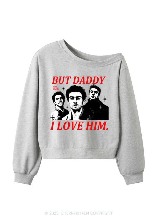 Daddy I Love Luigi Y2K Off Shoulder Sweatshirts Cherrykitten
