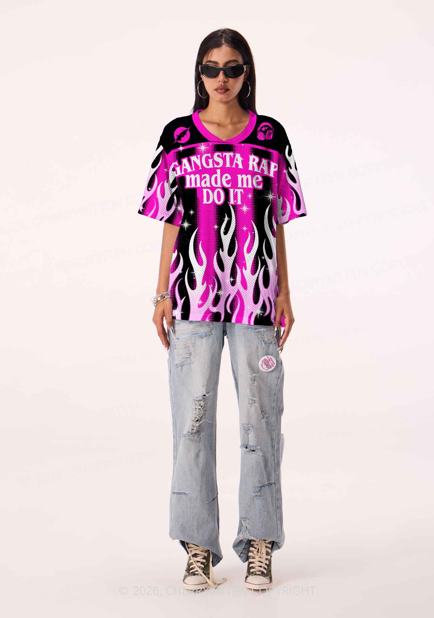 Gangsta Rap Made Me Do It Y2K Sport Jersey Shirts Cherrykitten