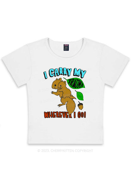 Curvy Carry My Trauma Y2K Baby Tee Cherrykitten