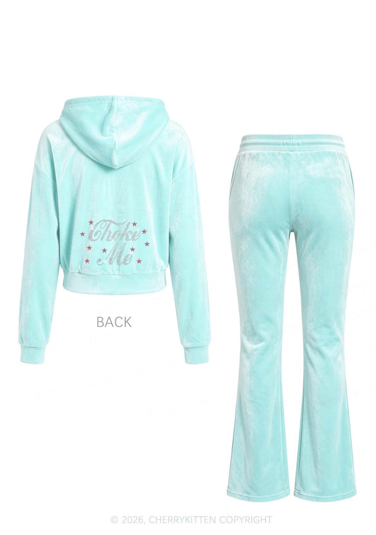 Rhinestone Choke Me Y2K Velvet Tracksuit Set Cherrykitten
