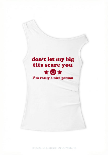 Dont Let My Big Txts Scare You Y2K Off Shoulder Tank Top Cherrykitten