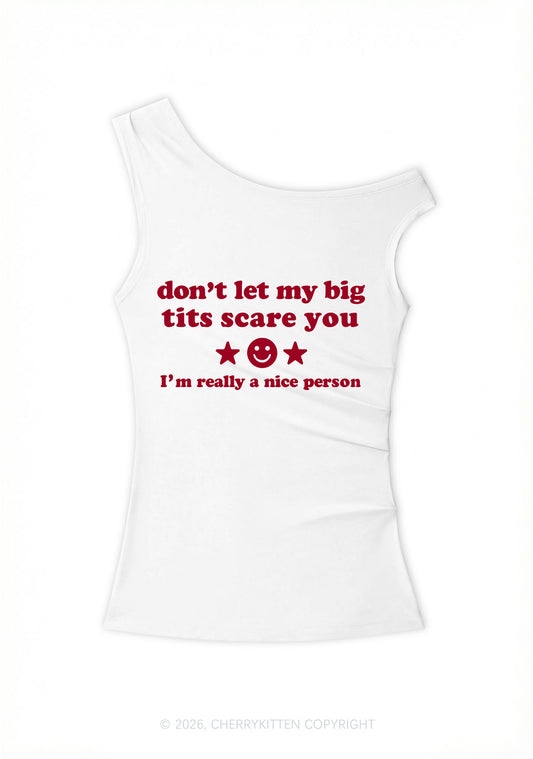 Dont Let My Big Txts Scare You Y2K Off Shoulder Tank Top Cherrykitten