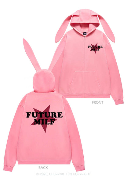 Future Mxxf Y2K Bunny Ear Zip Hoodie Cherrykitten