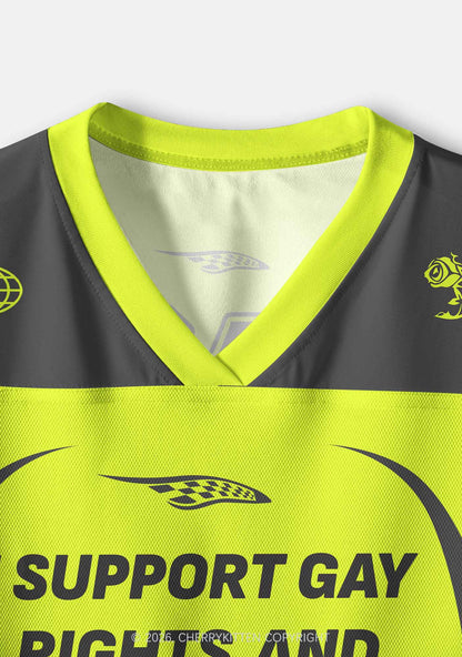 Lime Green I Support Gay Rights Pride Y2K Crop Sport Jersey Shirts Cherrykitten