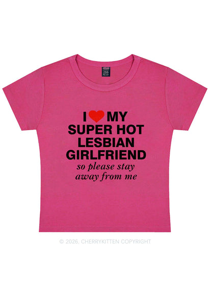 I Love My Super Hot Lesbian GF Pride Y2K Baby Tee Cherrykitten