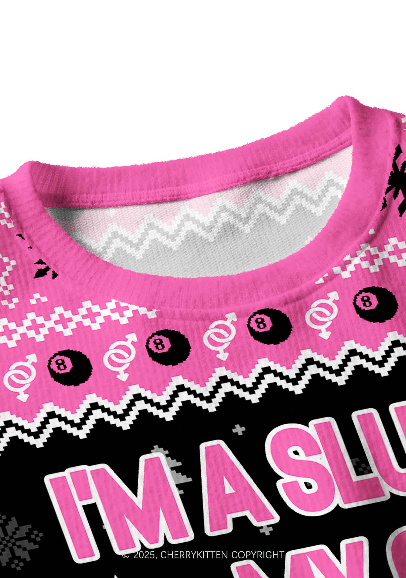 Slxt For My Gay BF Y2K Christmas Crop Knit Sweatshirt Cherrykitten