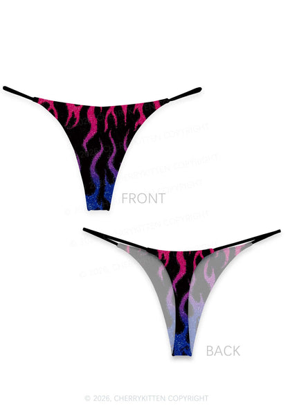 Bisexual Flame Pride Y2K Print Bikini String Thong Cherrykitten