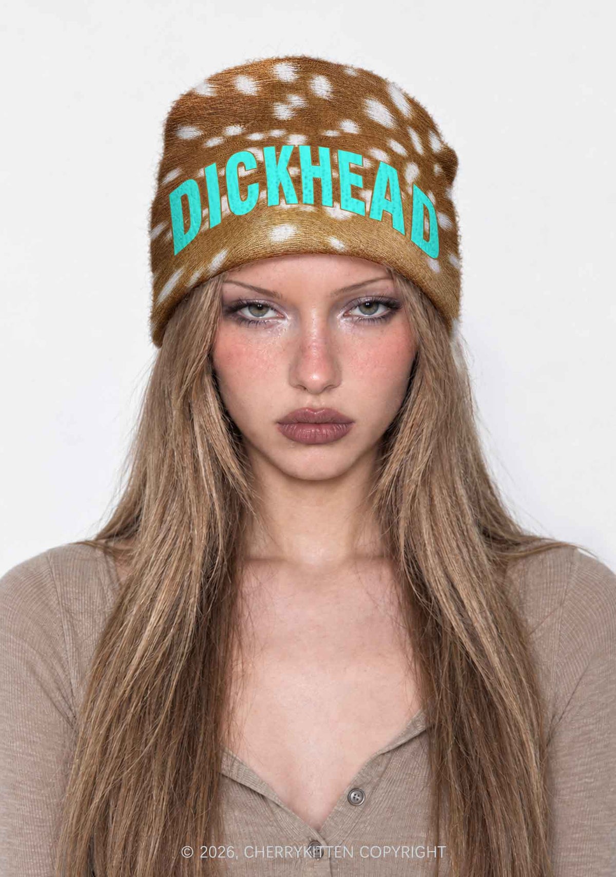 Dxxkhead Deer Dots Y2K Print Knit Beanie Cherrykitten