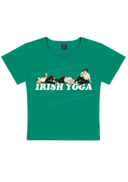 Irish Yoga St Patricks Y2K Baby Tee Cherrykitten