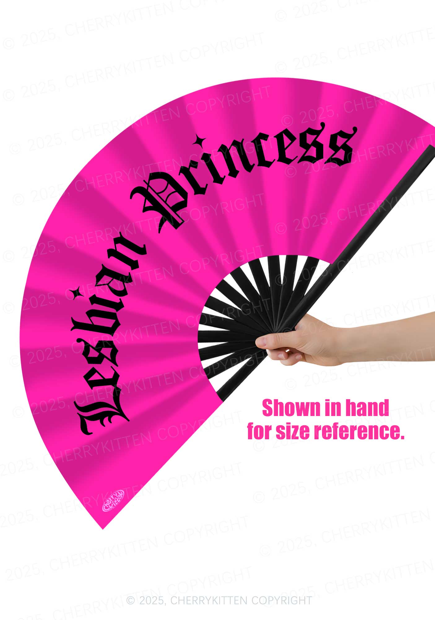 Hot Pink Lesbian Princess Pride Y2K Rave Hand Fan Cherrykitten