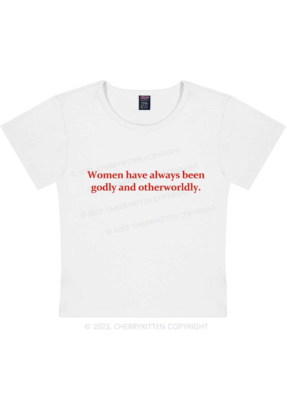 Curvy Godly and Otherworldly Women Y2K Baby Tee Cherrykitten
