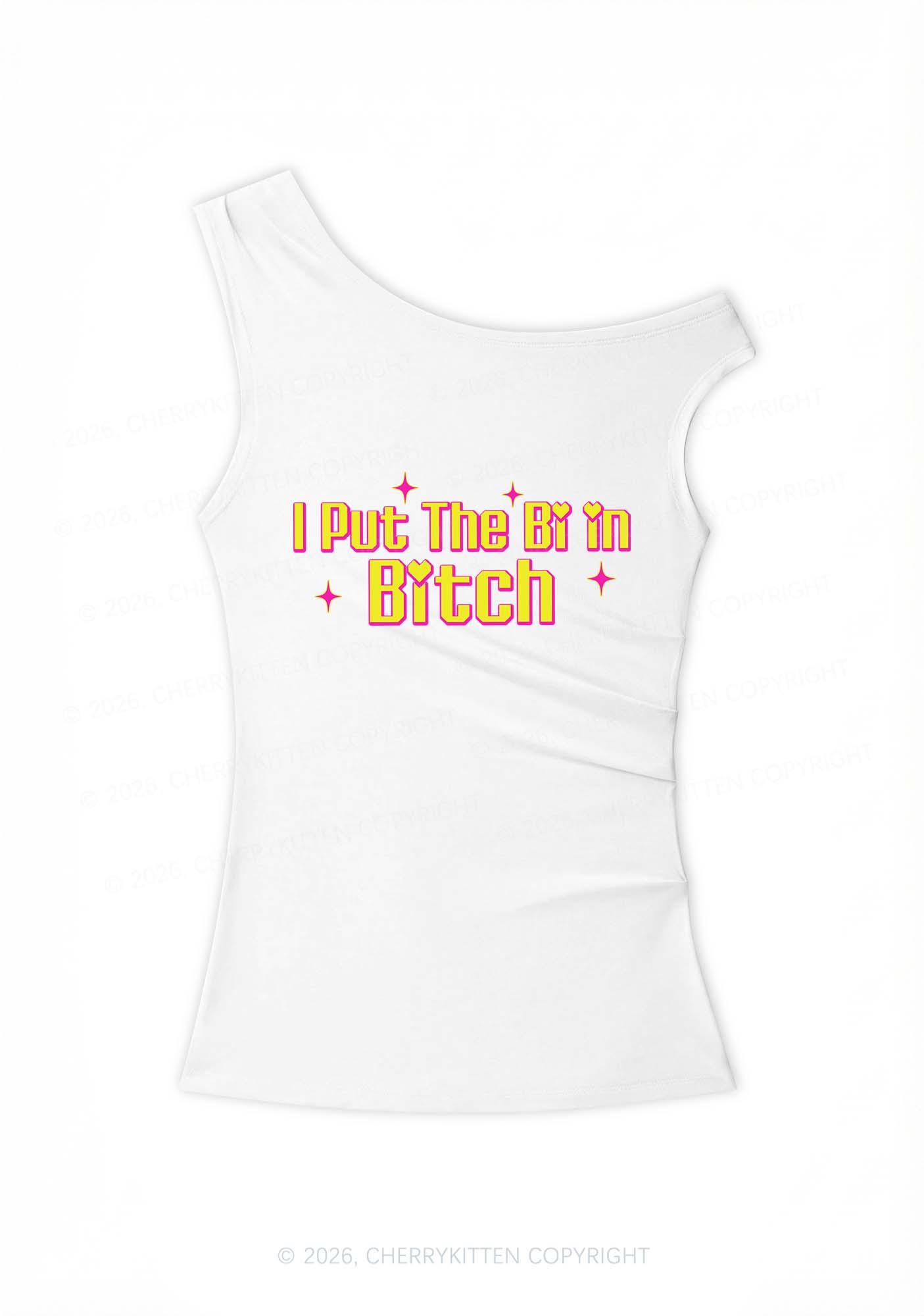 Put The Bi In Bxxch Y2K Off Shoulder Tank Top Cherrykitten