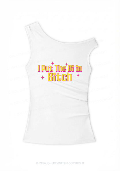 Put The Bi In Bxxch Y2K Off Shoulder Tank Top Cherrykitten