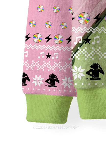 Red Panda DJ Y2K Christmas Knit Sweatshirt Cherrykitten