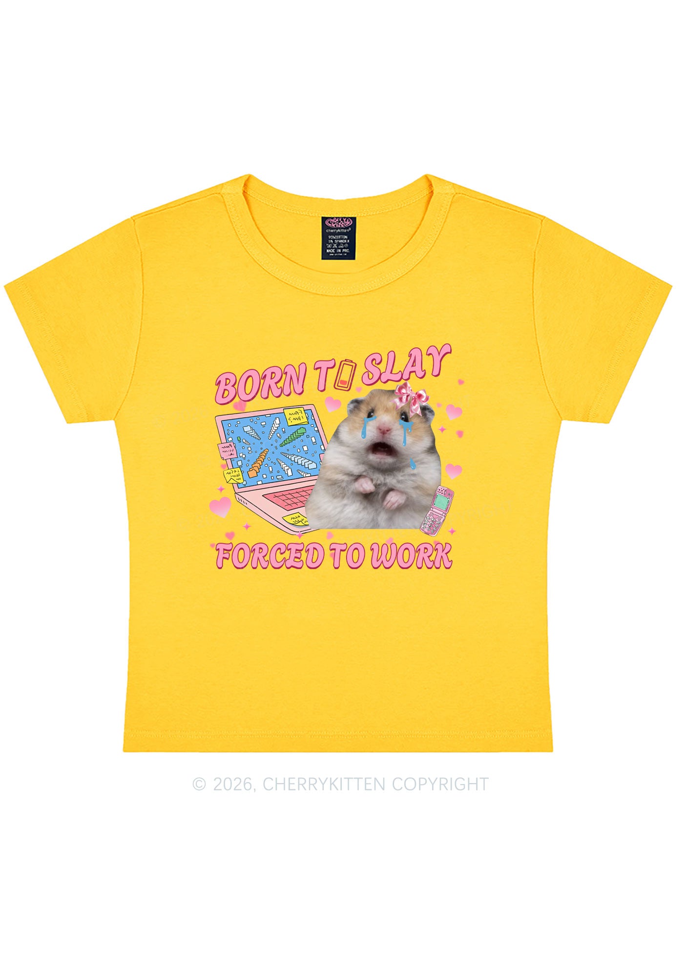 Custom Meme Born To Slay Y2K Baby Tee Cherrykitten