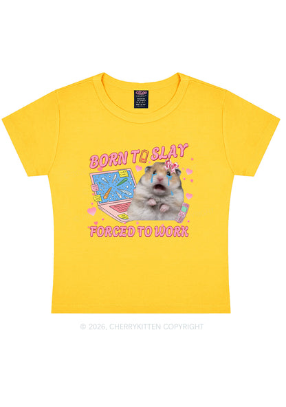 Custom Meme Born To Slay Y2K Baby Tee Cherrykitten