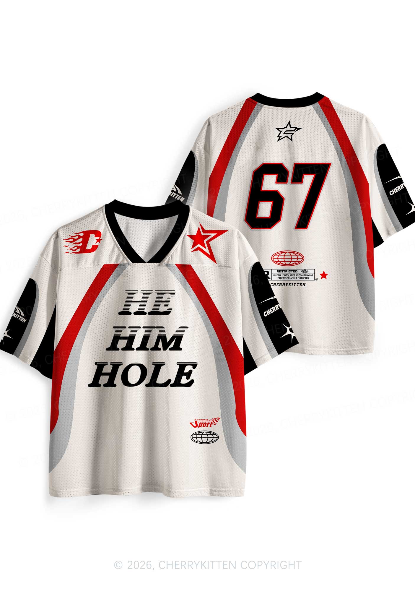 Creamy White He Him Hole Pride Y2K Sport Jersey Shirts Cherrykitten
