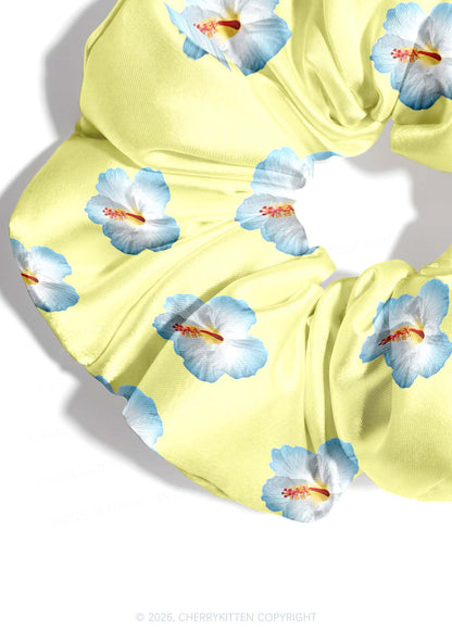 Pale Yellow Hibiscus Y2K Hair Scrunchie Cherrykitten