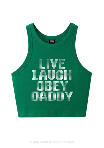 Live Laugh Obey Daddy Y2K Crop Tank Top Cherrykitten