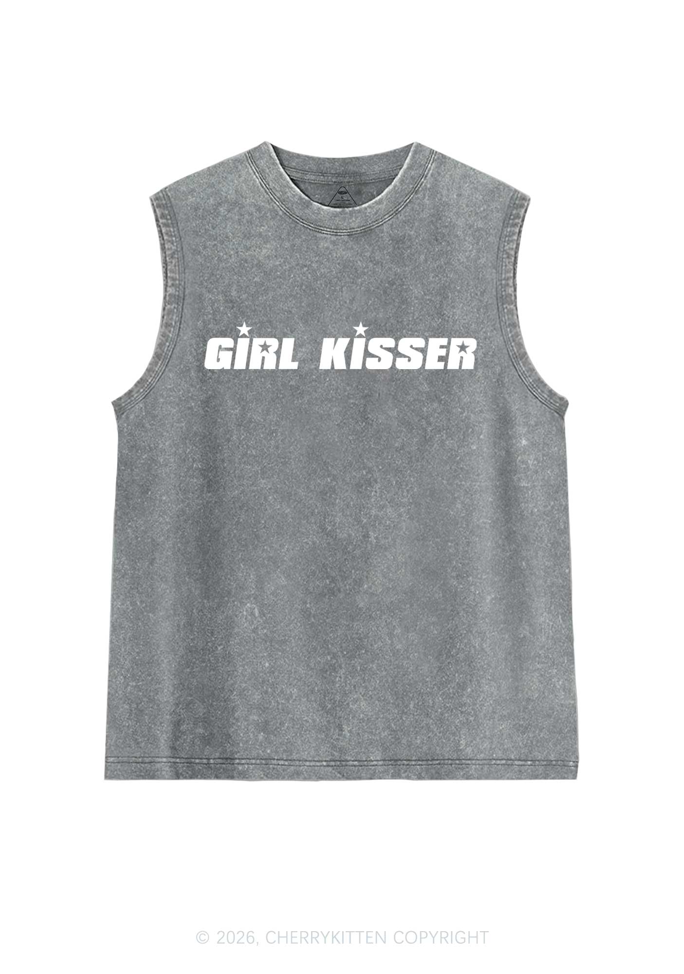Girl Kisser Star Pride Y2K Washed Muscle Tank Cherrykitten