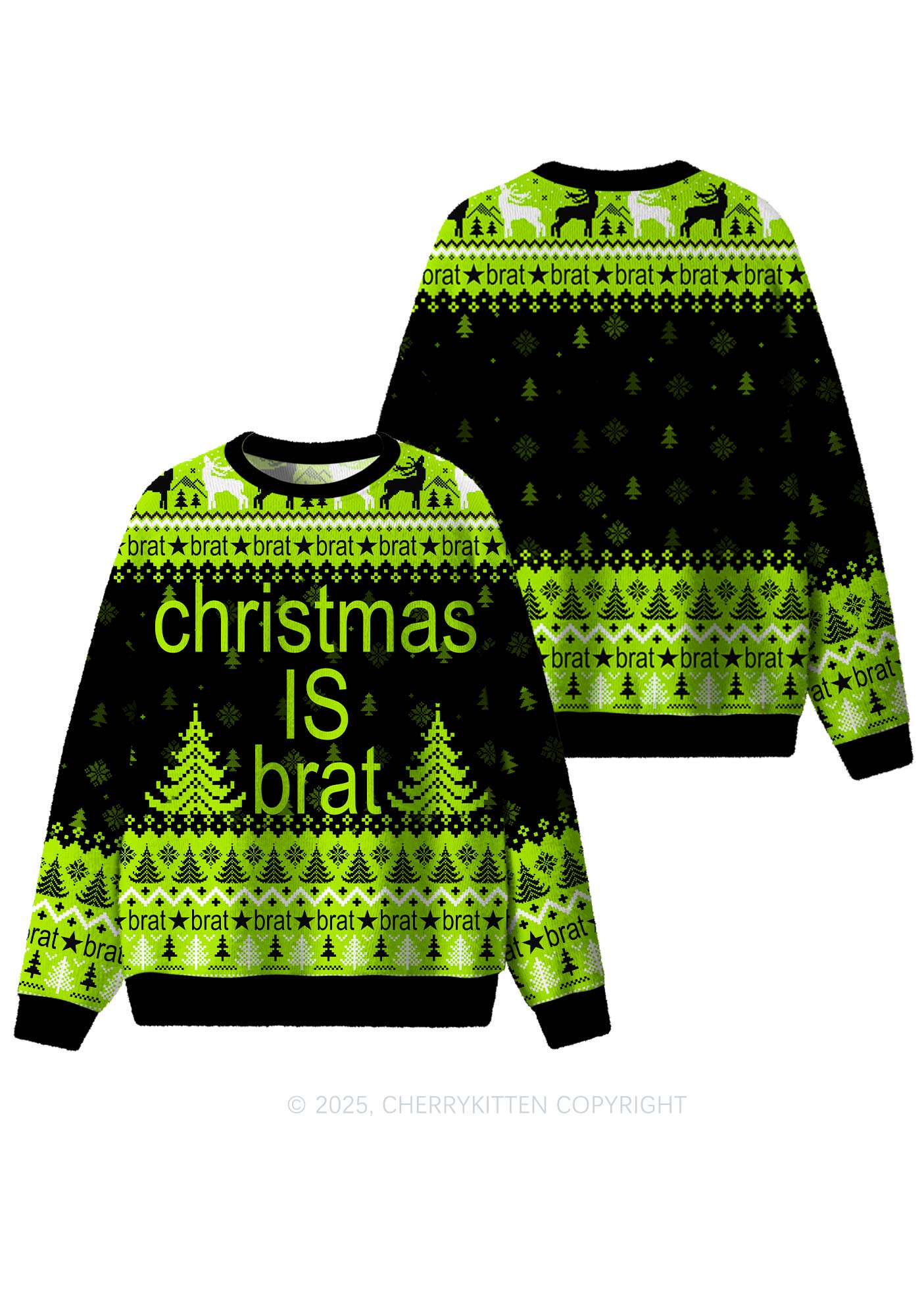 Christmas Is Brat Y2K Christmas Knit Sweatshirt Cherrykitten
