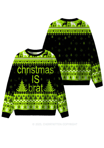 Christmas Is Brat Y2K Christmas Knit Sweatshirt Cherrykitten