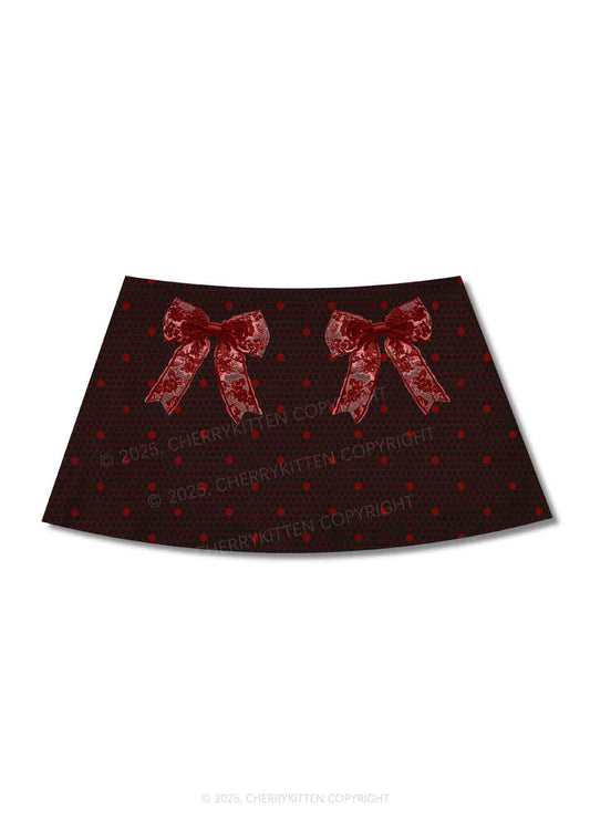 Bow Ties Y2K Print Mini Skirt Cherrykitten