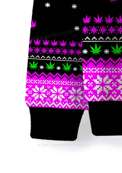 Smoke Blunt Wxxd Y2K Christmas Knit Sweatshirt Cherrykitten