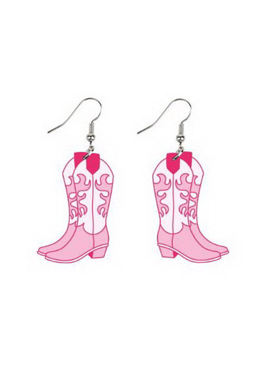 Western Cowboy Style Y2K Pink Boot Earrings Cherrykitten