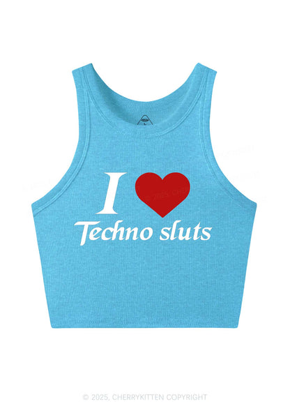 I Love Techno Slxts Y2K Crop Tank Top Cherrykitten