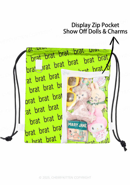 Brat Summer Y2K Drawstring Itabag Backpack Cherrykitten